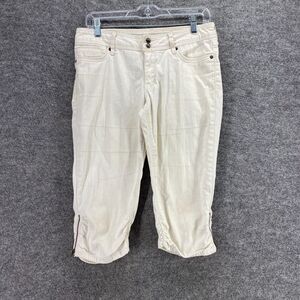 5/$45 Mango Jeans Women 6 Beige Mid Rise Cropped Denim Light Wash Flat Front